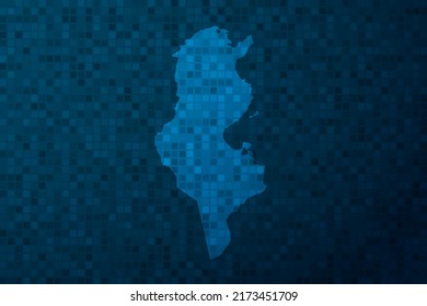 Tunisia Map - World Map international vector template with technology style isolated on blue pixel background for education, design, website, infographic - Vector illustration eps 10