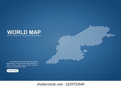 Mapa de Túnez - Mapa mundial Plantilla vectorial internacional con píxeles isométricos superior y blanco, rejilla, grunge, estilo de medio tono aislado en fondo azul para el diseño, web - Ilustración vectorial eps 10