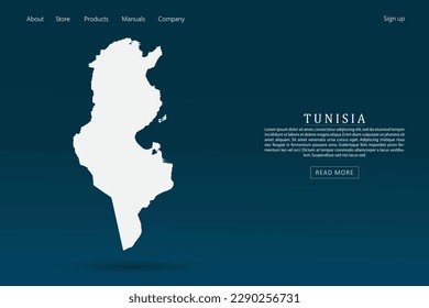 Mapa de Túnez - Mapa mundial plantilla vectorial internacional con color blanco 3d sobre fondo de color azul oscuro y verde gradiente para el diseño de plantillas de sitio web, infografía - Ilustraciones vectoriales eps 10
