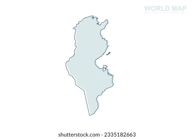 Tunisia Map - World map International vector template with blue stork line and blue geometric shapes isolated on white background for design, infographic, website - Vector illustration eps 10
