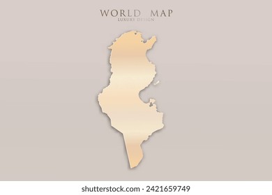 Tunisia Map - World map International vector template with 3D, gold luxury design including shadow on bright background for design, education, website, infographic - Vector illustration eps 10
