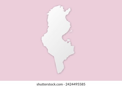 Tunesien Karte - Weltkarte Internationale Vektor-Vorlage mit Papierschnitt-Stil einschließlich Schatten und weiße Farbe auf rosa Hintergrund für Design, Bildung, Website - Vektor-Illustration eps 10 Karte
