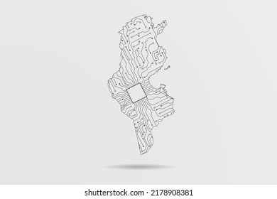 Tunisia Map - World map vector template with Abstract futuristic circuit board Illustration or High-tech technology mash line and point scales on white background - Vector illustration ep 10 svg