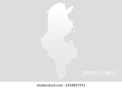 Tunisia Map - World Map vector template with High detailed including white and grey gradient color and white outline color isolated on grey background - Vector illustration eps 10
