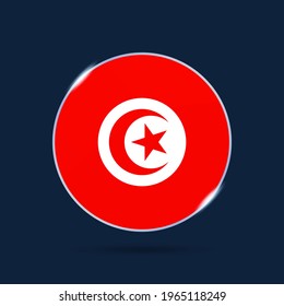 marca nacional de túnez Botón Circle Icono. Bandera simple, colores oficiales y proporción correcta. Ilustración vectorial plana.
