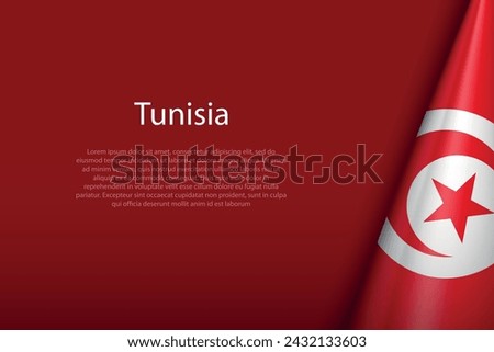 Tunisia national flag isolated on dark background with copyspace