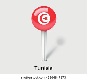 Tunisia national flag map marker pin icon illustration