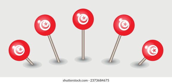 Tunisia national flag map marker pin icon illustration