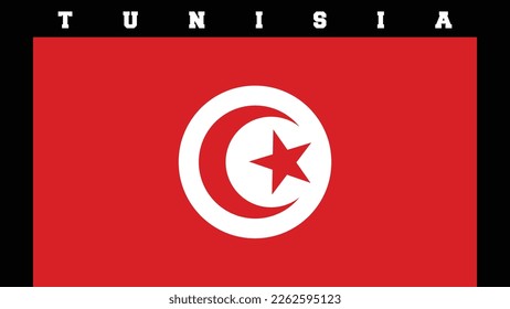 Tunisia national flag on black background. Vector illustration.