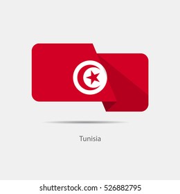 Tunisia national flag on a white background with shadow. vector illustration