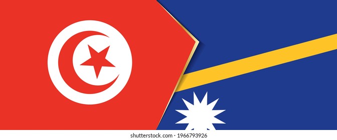 Tunisia and Nauru flags, two vector flags symbol of relationship or confrontation.