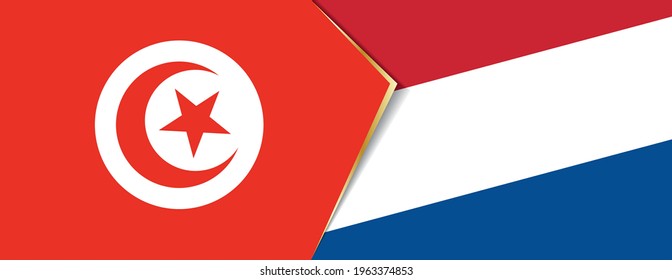 Tunisia and Netherlands flags, two vector flags symbol of relationship or confrontation.