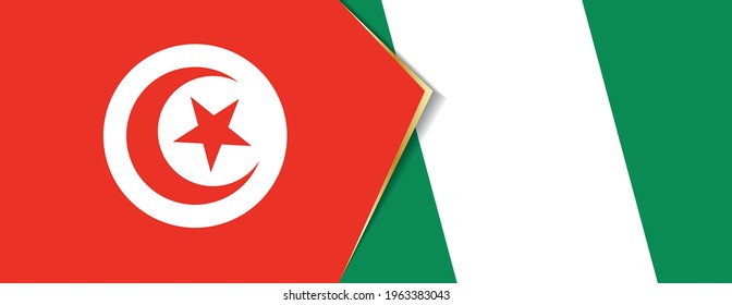 Tunisia and Nigeria flags, two vector flags symbol of relationship or confrontation.