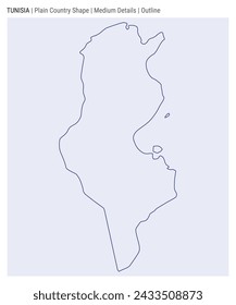 Mapa del país de Túnez. Detalles medios. Estilo de esquema. Forma de Túnez. Ilustración vectorial.