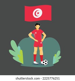 Tunisia player flat concept character design