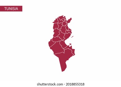 Tunisia red map detailed vector.