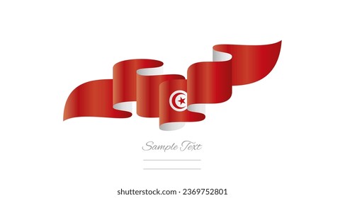 Tunisia red white wavy flag ribbon concept design template. Premium Tunisian flag vector illustration design on isolated white background