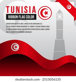 Tunesien Fahne mit Tunesien Uhrturm Silhouette und Dekoration