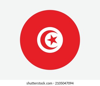 Tunisia Round Country Flag. Tunisian Circle National Flag. Republic of Tunisia Circular Shape Button Banner. EPS Vector Illustration. svg