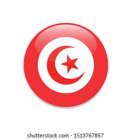 Tunisia   round flag . closy flag of Tunisia   - vector button. 