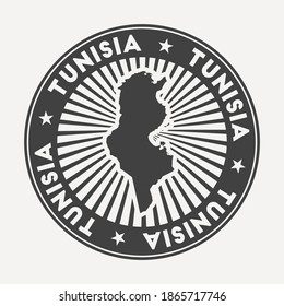 Tunisia round logo. Vintage travel badge with the circular name and map of country, vector illustration. Can be used as insignia, logotype, label, sticker or badge of the Tunisia.