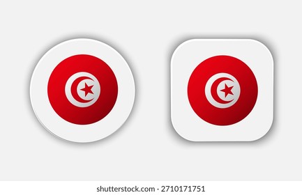 Icono de Botón de bandera nacional redondeado de Túnez