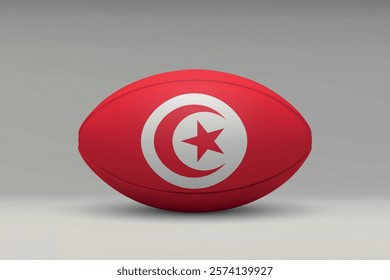 Tunisia rugby ball featuring the national flag design on a gray background