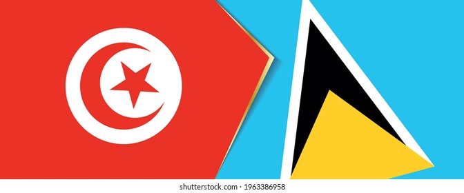 Tunisia and Saint Lucia flags, two vector flags symbol of relationship or confrontation.