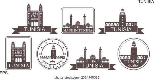 Tunisia set. Isolated Tunisia on white background