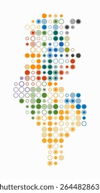 Tunisia, shape of the country built of colored cells. Digital style map of Tunisia on a white background. Large size circle blocks. Amazing vector illustration.