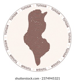 Tunisia shape radial arcs. Country round icon. Tunisia logo design poster. Neat vector illustration.