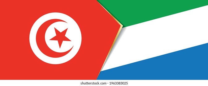 Tunisia and Sierra Leone flags, two vector flags symbol of relationship or confrontation.