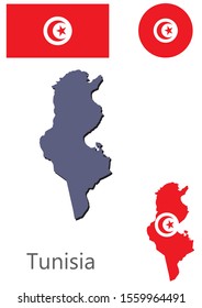 Tunisia silhouette and flag vector illustration