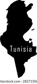 Tunisia Silhouette Map Vector Isolated on Transparent Background