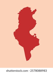 Tunisia simple flat red map