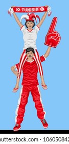Tunisia Soccer Fan. All the objects are in different layers and the text types do not need any font. 