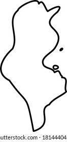 Tunisia - solid black outline border map of country area. Simple flat vector illustration.