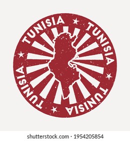 Tunisia stamp. Travel red rubber stamp with the map of country, vector illustration. Can be used as insignia, logotype, label, sticker or badge of the Tunisia.