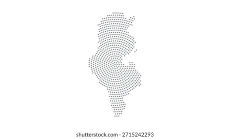 Túnez Mapa de puntos de semitono estilizado con patrón circular concéntrico