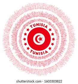 Tunisia symbol. Radiant country flag with colorful rays. Shiny sunburst with Tunisia flag. Modern vector illustration.