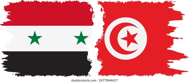 Tunisia and Syria grunge flags connection, vector
