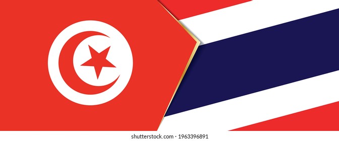 Tunisia and Thailand flags, two vector flags symbol of relationship or confrontation.