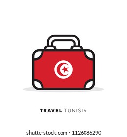 Tunisia travel concept. Suitcase vector icon with national country flag