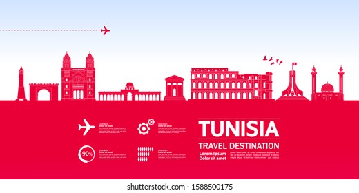 Tunisia travel destination grand vector illustration. 