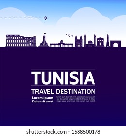 Tunisia travel destination grand vector illustration. 