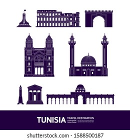 Tunisia travel destination grand vector illustration. 