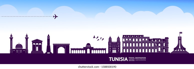 Tunisia travel destination grand vector illustration. 