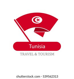 Tunisia The Travel Destination logo - Vector travel company logo design - Country Flag Travel and Tourism concept t shirt graphics - vector illustration