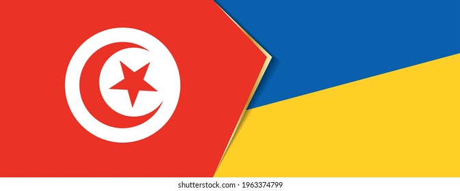 Tunisia and Ukraine flags, two vector flags symbol of relationship or confrontation.