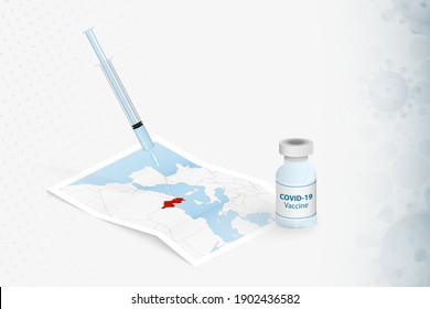 Tunisia Vaccination, Injection with COVID-19 vaccine in Map of Tunisia. Vaccination Concept Illustration.